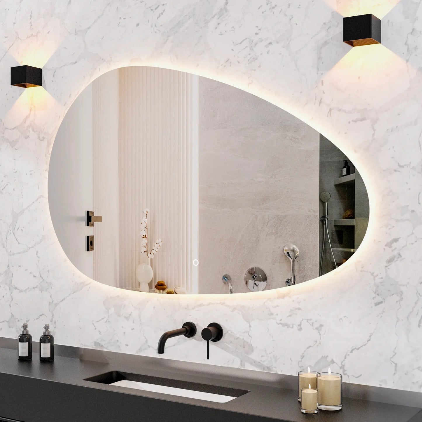 Badkamerspiegel - 150x93cm - Asymmetrisch - Frameloos