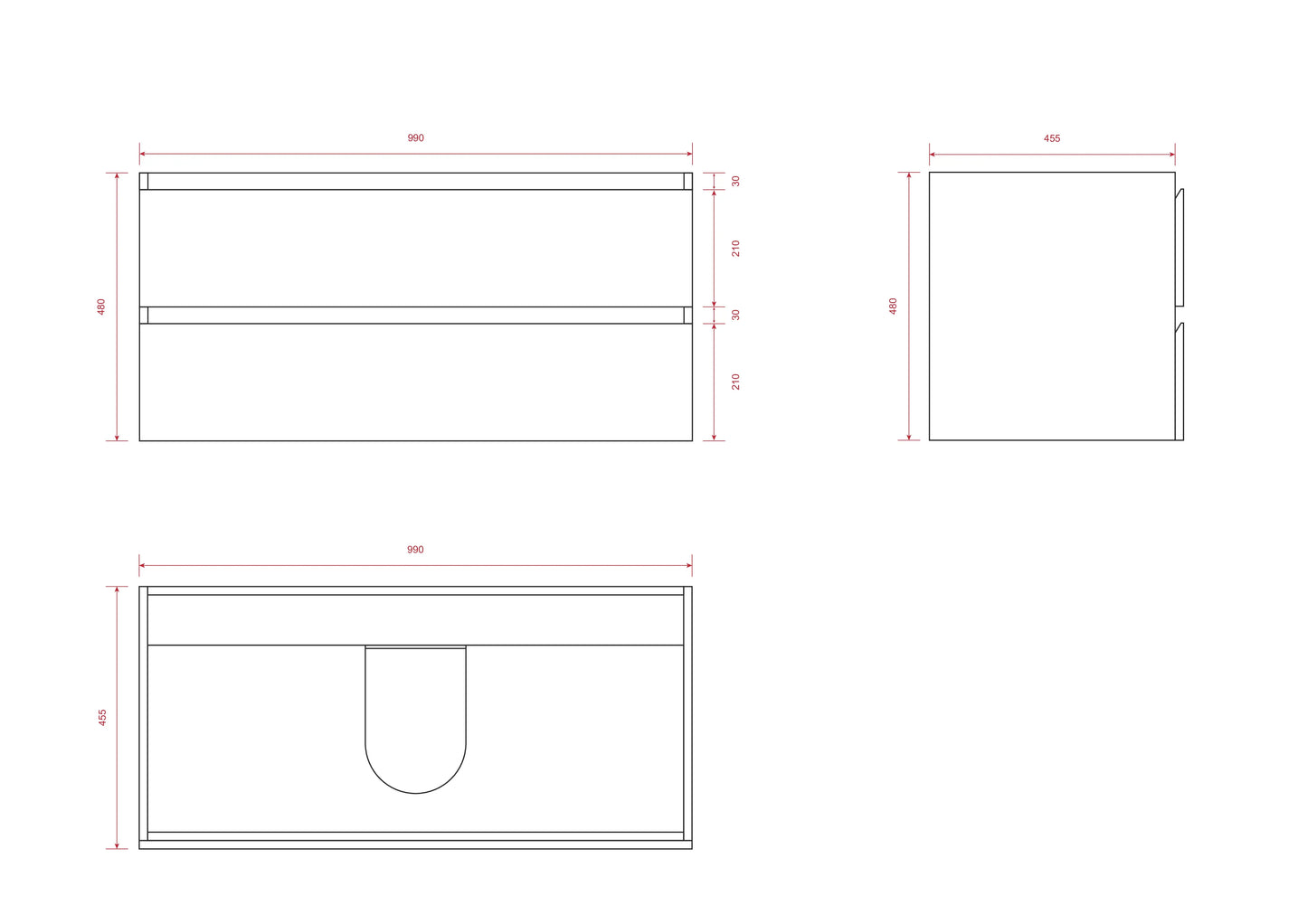 Badkamermeubel Sena - 100cm - Zwart Eiken - Wastafel Wit - WDtegels