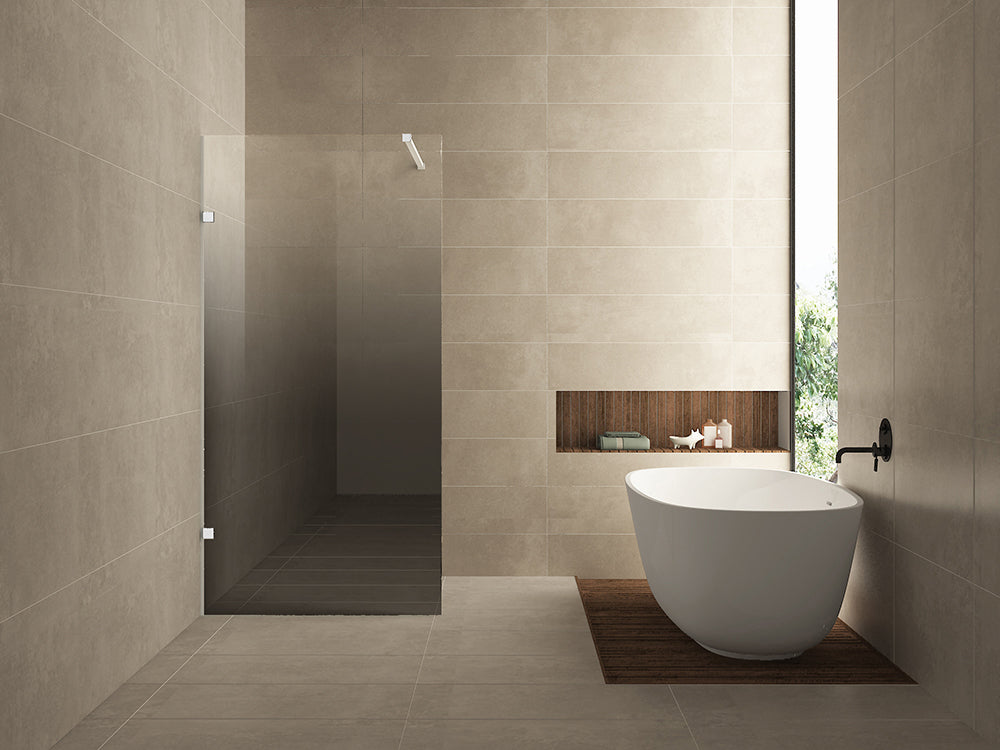 Less inloopdouche links 900 x 2000 x 8 mm nano spiegelrook- naar helder glas/mat wit