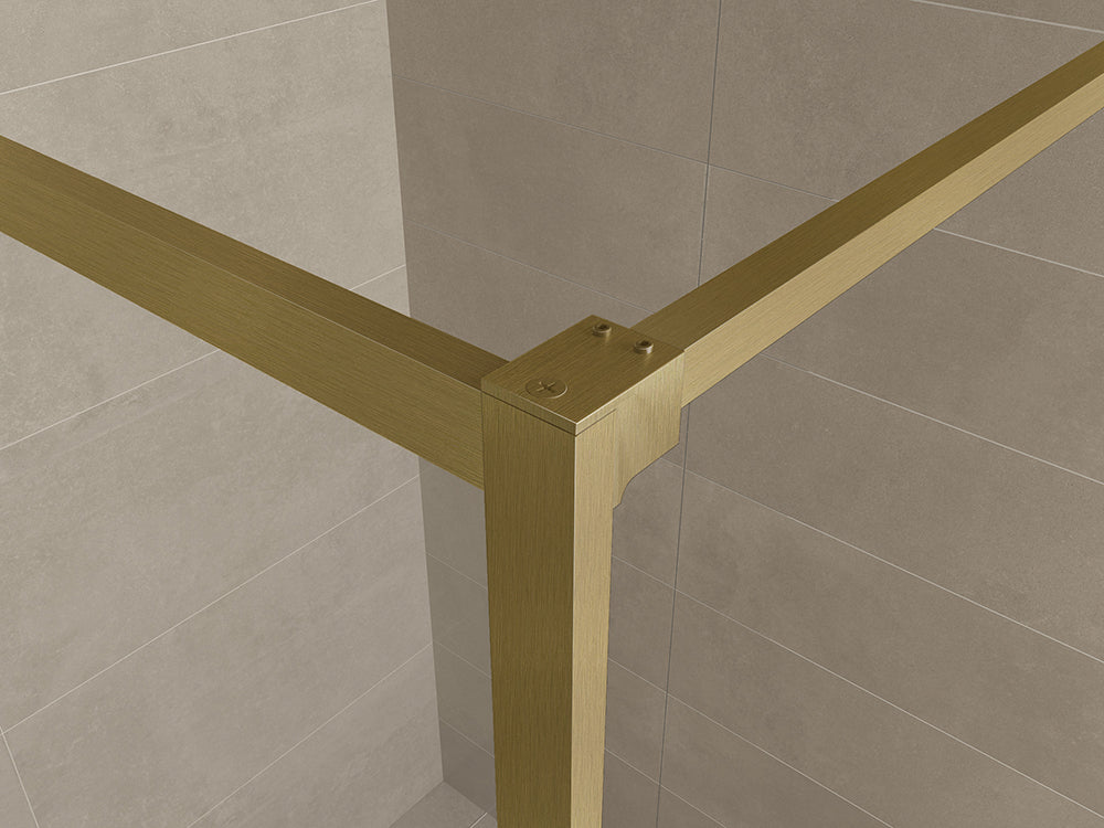 Square inloopdouche 900 x 2000 x 8 mm nano helder glas/geborsteld messing - WDtegels