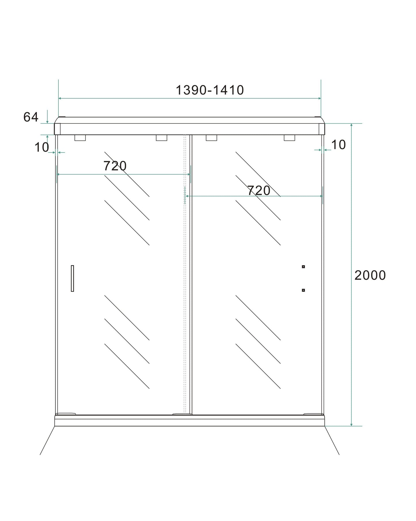 Puertas correderas de nicho doble 1400x2000