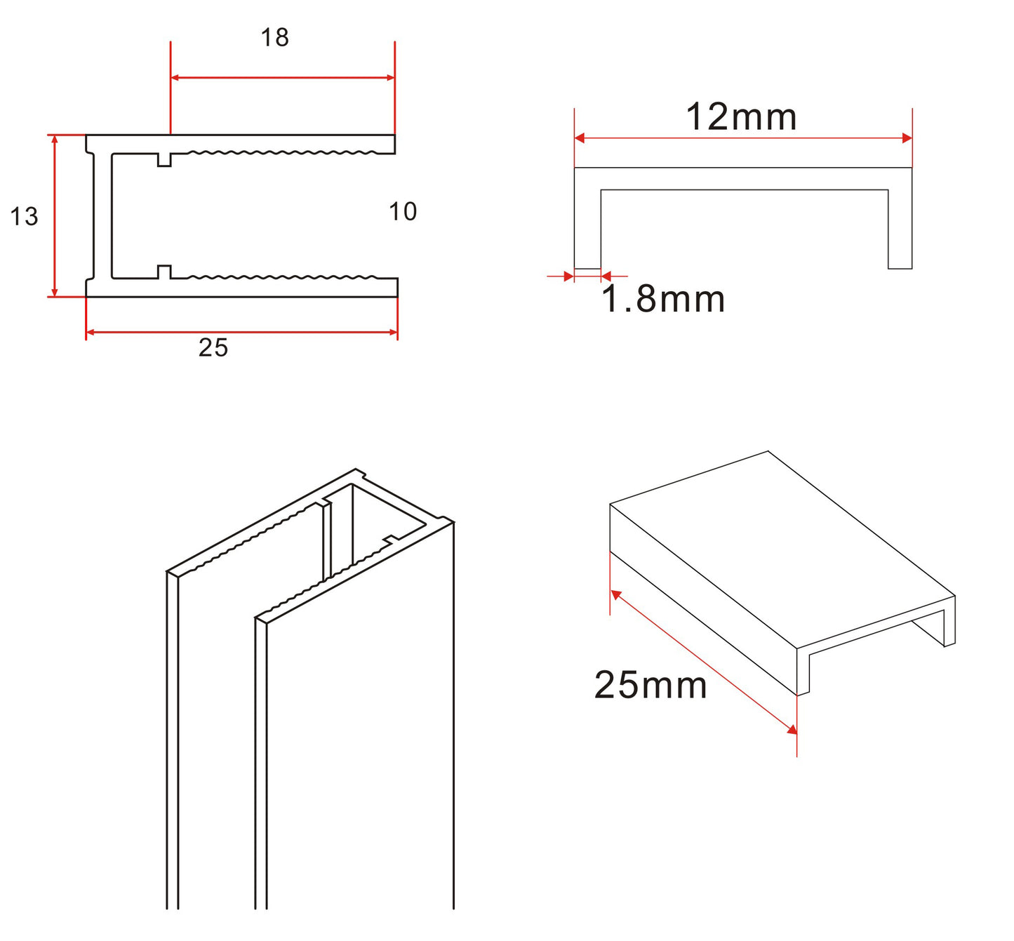 Wiesbaden Slim profile set + stabilizing bar 120cm brass