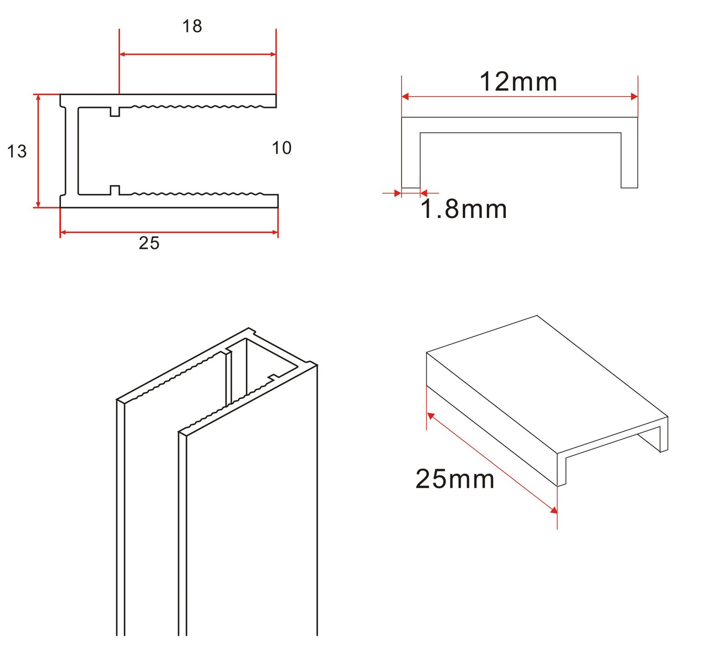 Wiesbaden Slim profielset+stabilisatiestang 120cm mat-wit