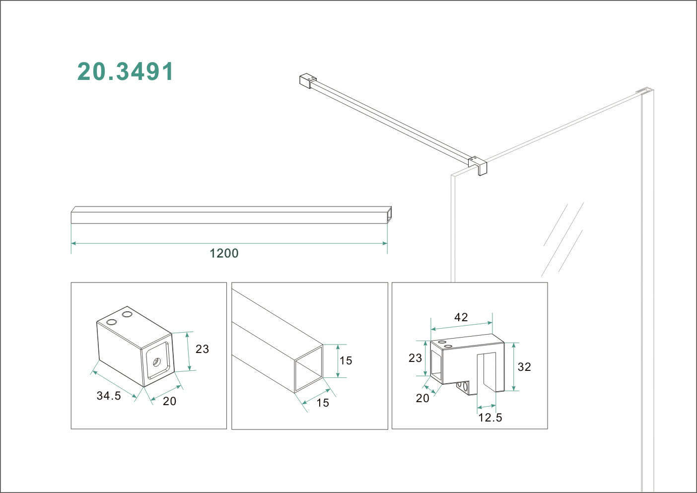Wiesbaden Slim stabilisatiestang 120 cm mat zwart - WDtegels
