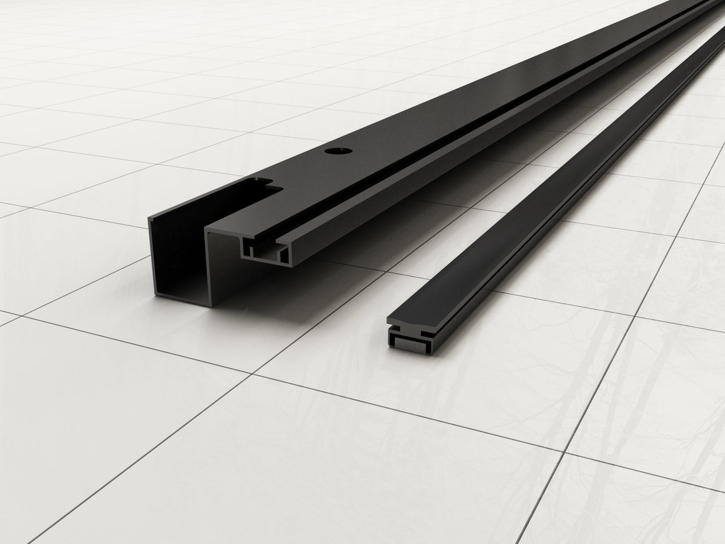 Skyline muurprofiel met magneetstrip voor nisdeur mat zwart - WDtegels