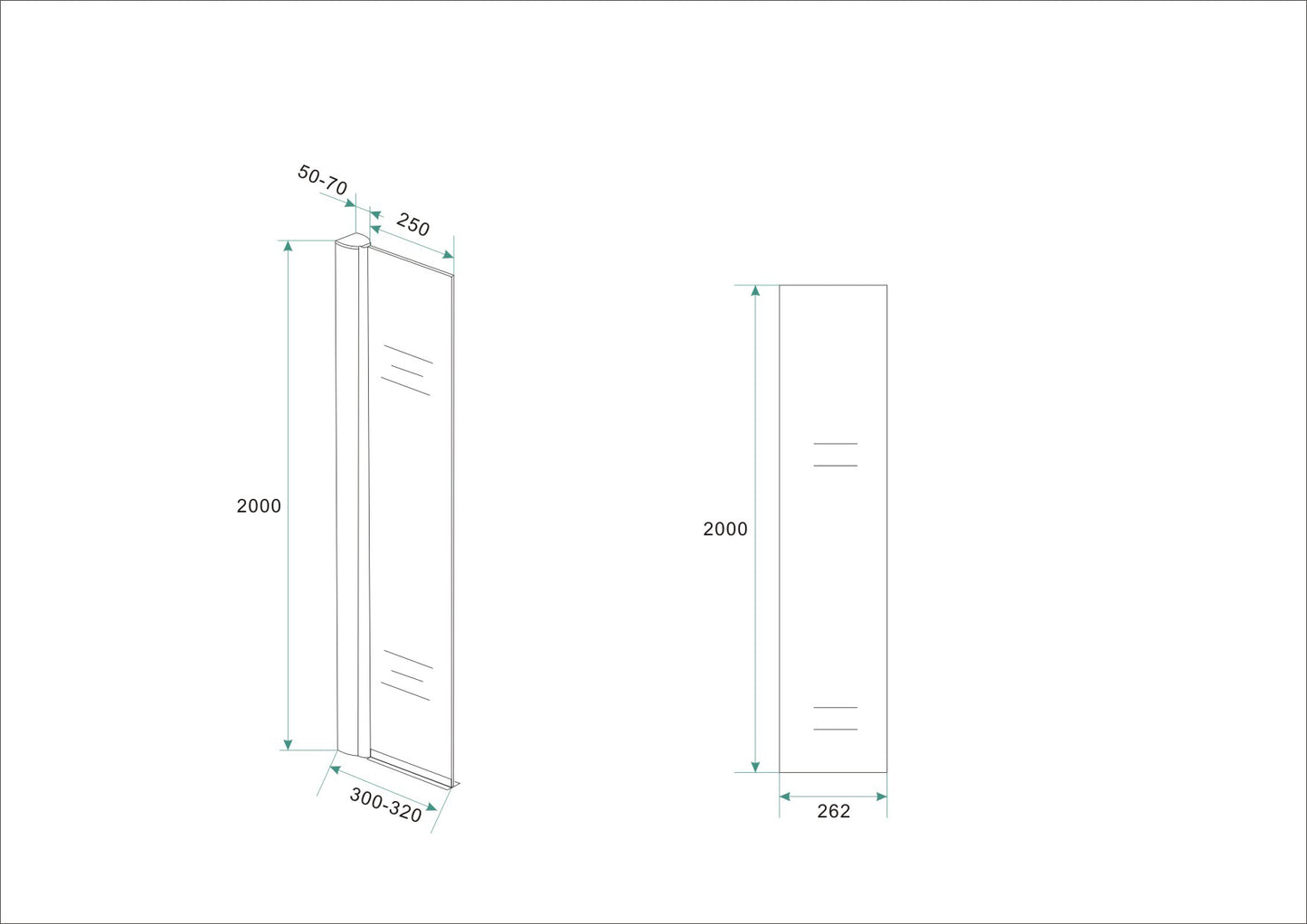 Wiesbaden zijwand + muurprofiel 300x2000 10mm NANO glas - WDtegels