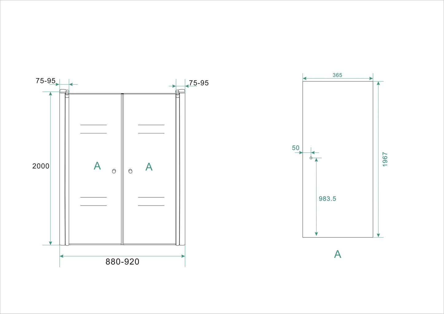 Lagos pendeldeur in nis | 90x200x0.6cm | Nano helder glas/chroom