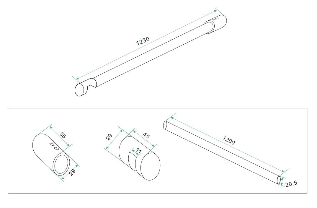 Barra estabilizadora cromada de 3 piezas Wiesbaden de 120 cm