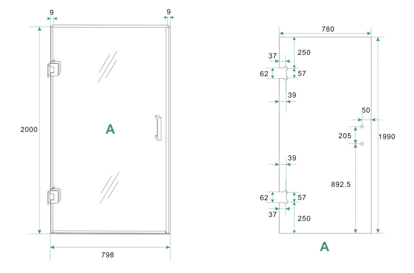 Wiesbaden profielloze nisdeur 80x200 cm 8 mm NANO glas - WDtegels
