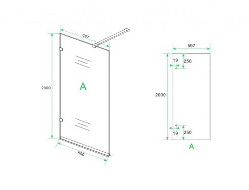 Wiesbaden profielloze inloopdouche 60x200 cm - 8mm NANO glas