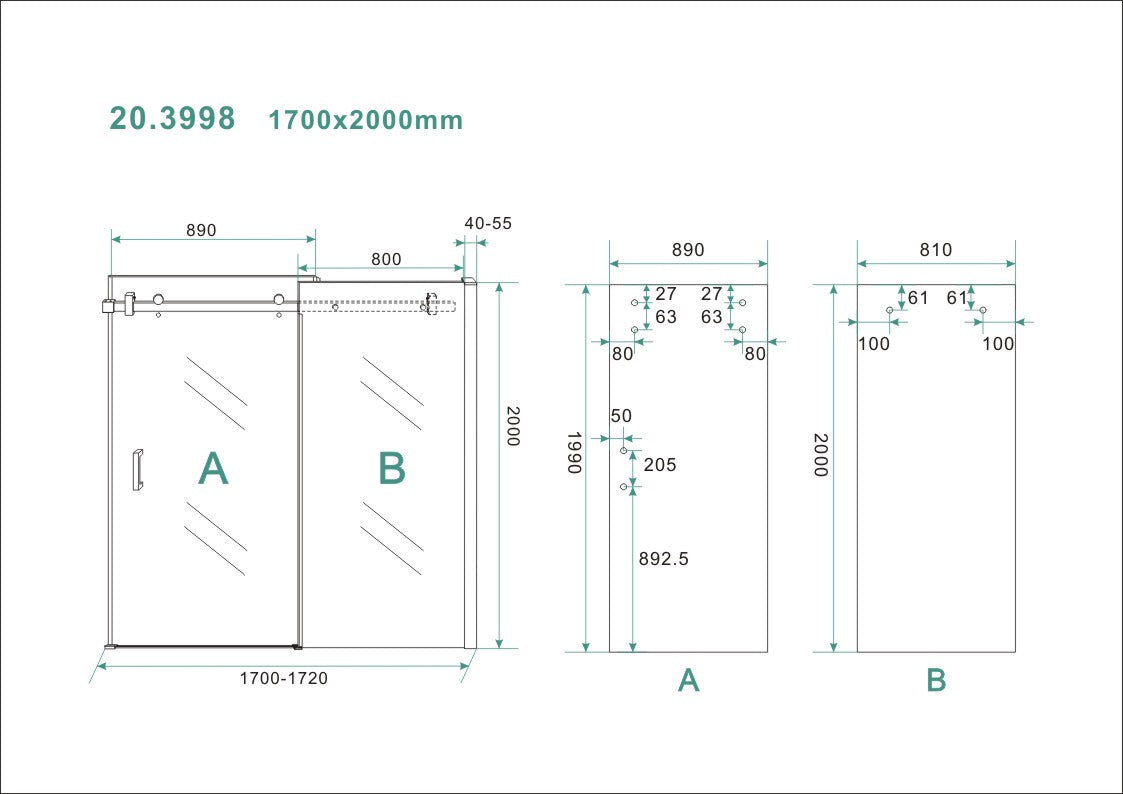 Wiesbaden schuifbare nisdeur 2-d. 170x200cm - WDtegels
