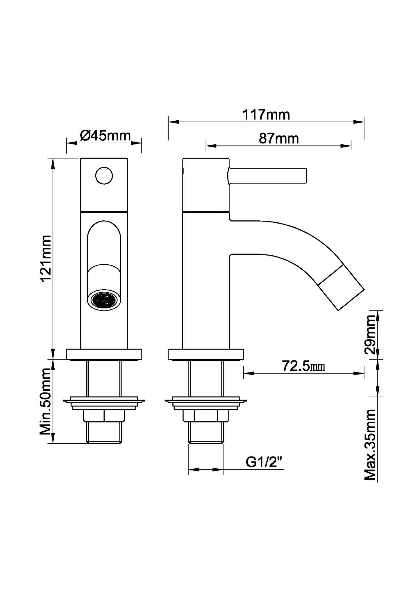 Cimara fonteinkraan Kiwa 1/2" | Chroom