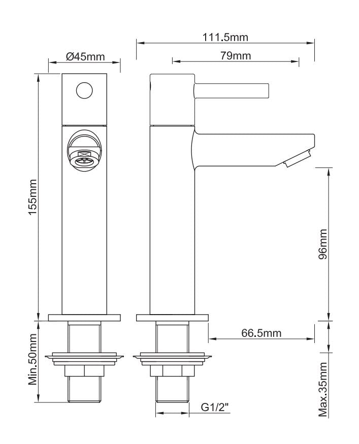 Caral Amador fonteinkraan XL Kiwa 1/2'' | Geborsteld brons koper PVD
