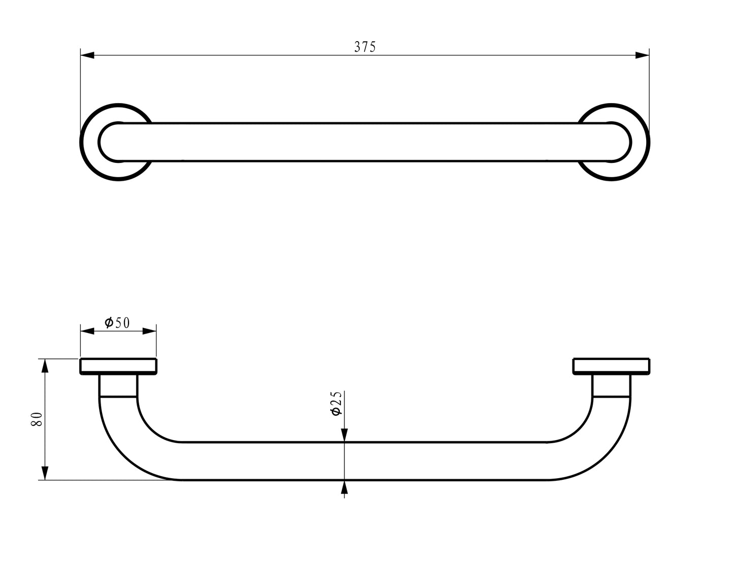 Wiesbaden Domo straight bath handle chrome