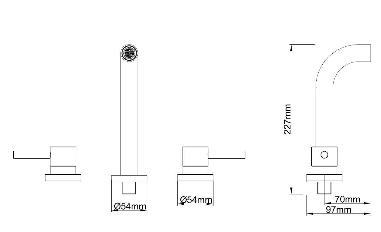 Wiesbaden Caral 2-knops wastafel-afbouwdeel matzwart - WDtegels
