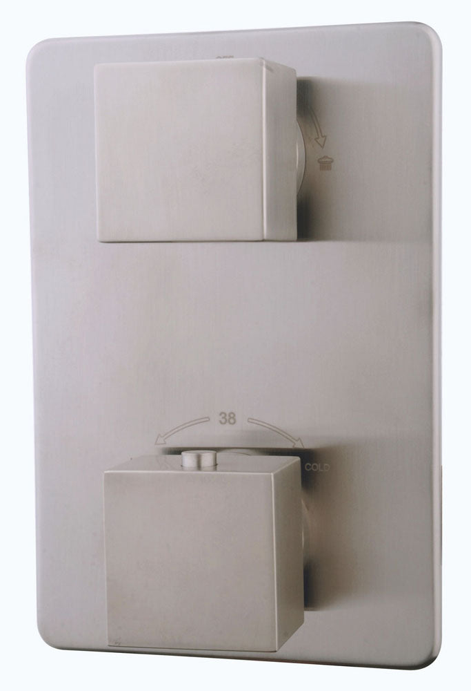 Rombo afbouwdeel inbouwthermostaat 2 weg geborsteld staal PVD