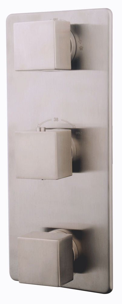 Rombo afbouwdeel inbouwthermostaat 3 weg geborsteld staal PVD