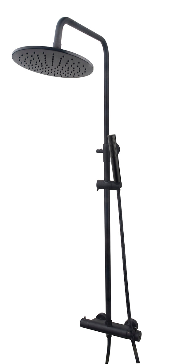 Caral thermostatische regendoucheset opbouw mat zwart - WDtegels