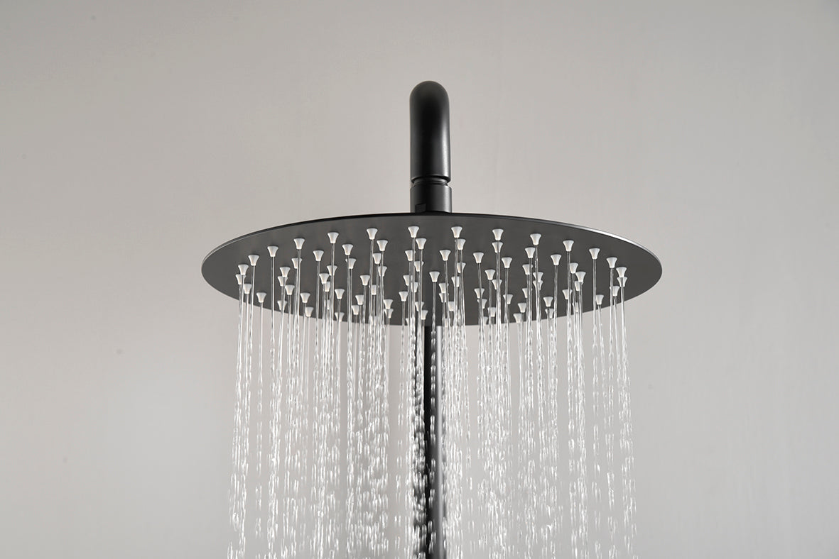 Ribbd thermostatische regendoucheset opbouw mat zwart - WDtegels