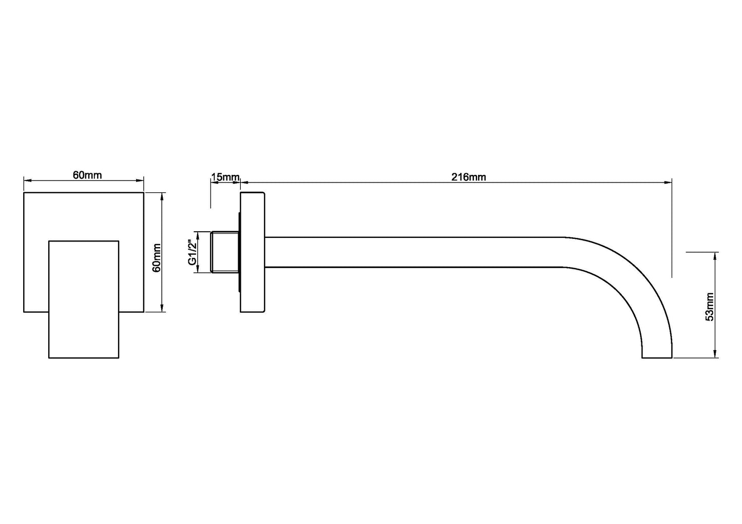 Rombo inbouw uitloop 22 cm zwart - WDtegels