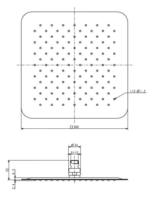 Wiesbaden UFO Luxe hoofddouche vierkant 300mm Ultra plat chroom
