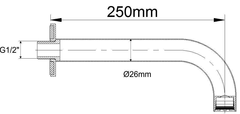 Wiesbaden inbouw-uitloop rond 25cm 1/2'' chroom - WDtegels