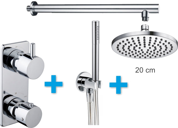 Wiesbaden one-pack inbouwthermostaatset type 2 CHR (20cm) - WDtegels