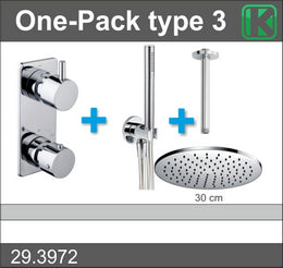 One-Pack inbouwthermostaatset type 3 Hoofddouche 30cm Chroom