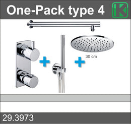 One-Pack inbouwthermostaatset type 4 Hoofddouche 30cm Chroom