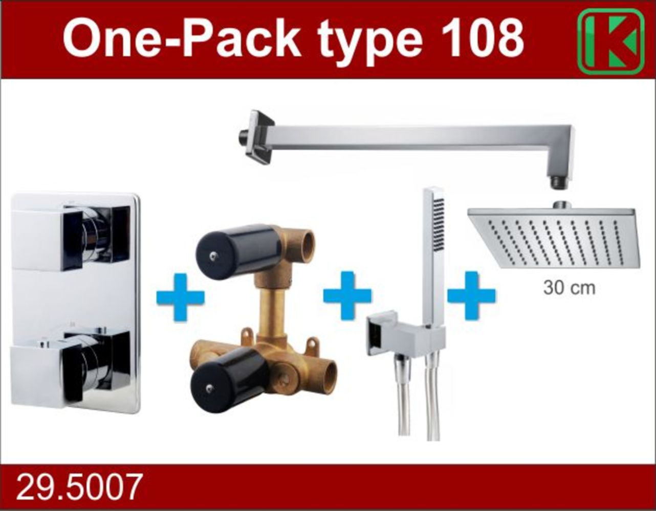 Wiesbaden one-pack inbouwthermostaatset type 108 CHR (30cm) - WDtegels