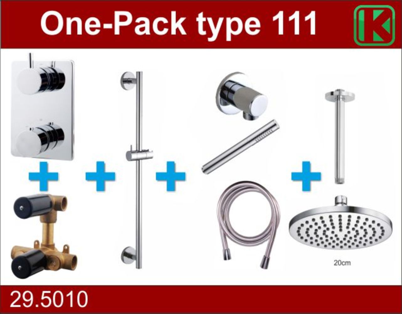 Wiesbaden one-pack inbouwthermostaatset type 111 CHR (20cm) - WDtegels