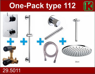 One-Pack inbouwthermostaatset type 112 Hoofddouche 30cm Chroom