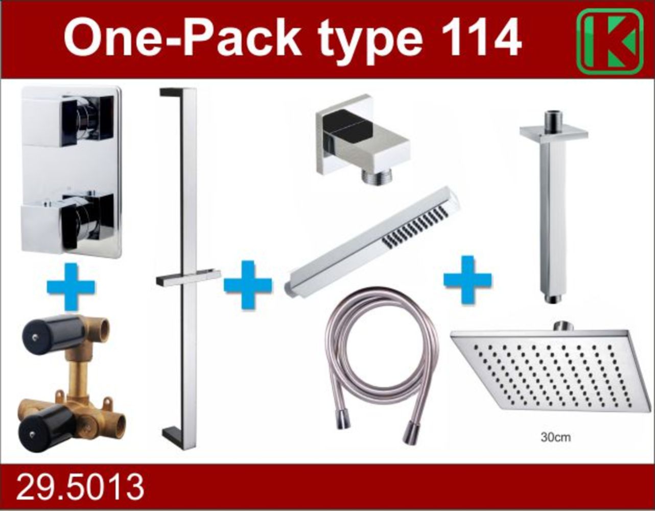 Wiesbaden one-pack inbouwthermostaatset type 114 CHR (30cm) - WDtegels