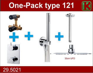 One-Pack inbouwthermostaatset type 121 UFO hoofddouche 30cm Chroom