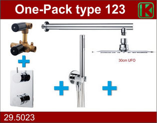 One-Pack inbouwthermostaatset type 123 UFO hoofddouche 30cm Chroom