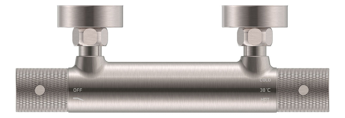 Ribbd thermostatische douchemengkraan hartafstand 15 cm geborsteld staal PVD - WDtegels
