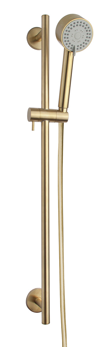 UniMatch Cadans glijstangset compleet met handdouche 3 standen Ø 8 cm geborsteld messing PVD