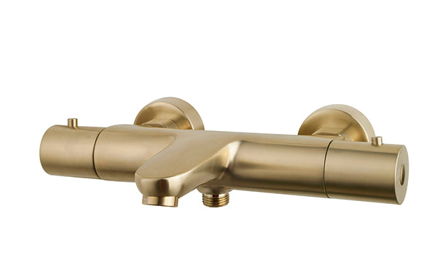Caral thermostatische badmengkraan geborsteld messing PVD - WDtegels