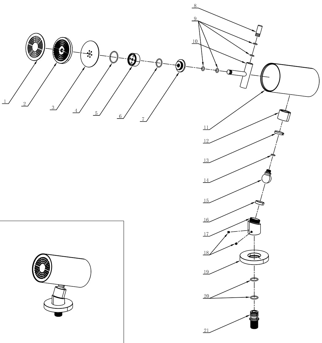 UniMatch Beam hoofddouche | 1 stand met muurbevestiging | Geborsteld messing PVD - WDtegels
