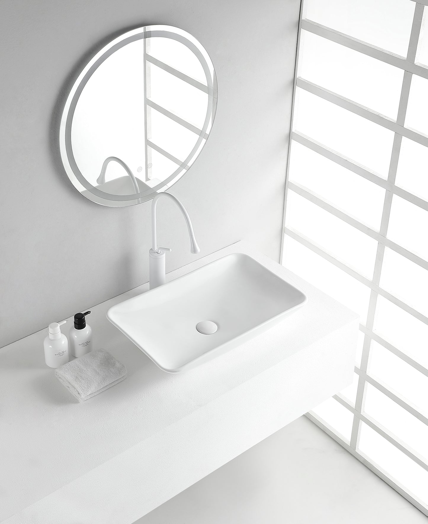 Karé waskom rechthoekig 58 x 36 x 11,5 cm keramiek glans wit - WDtegels