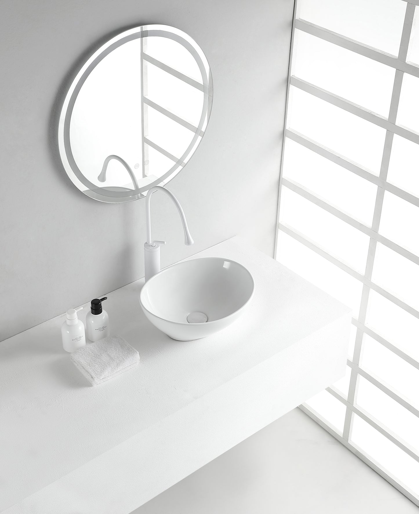 Lavabo ovalado Barco 40 x 33 x 14 blanco brillo
