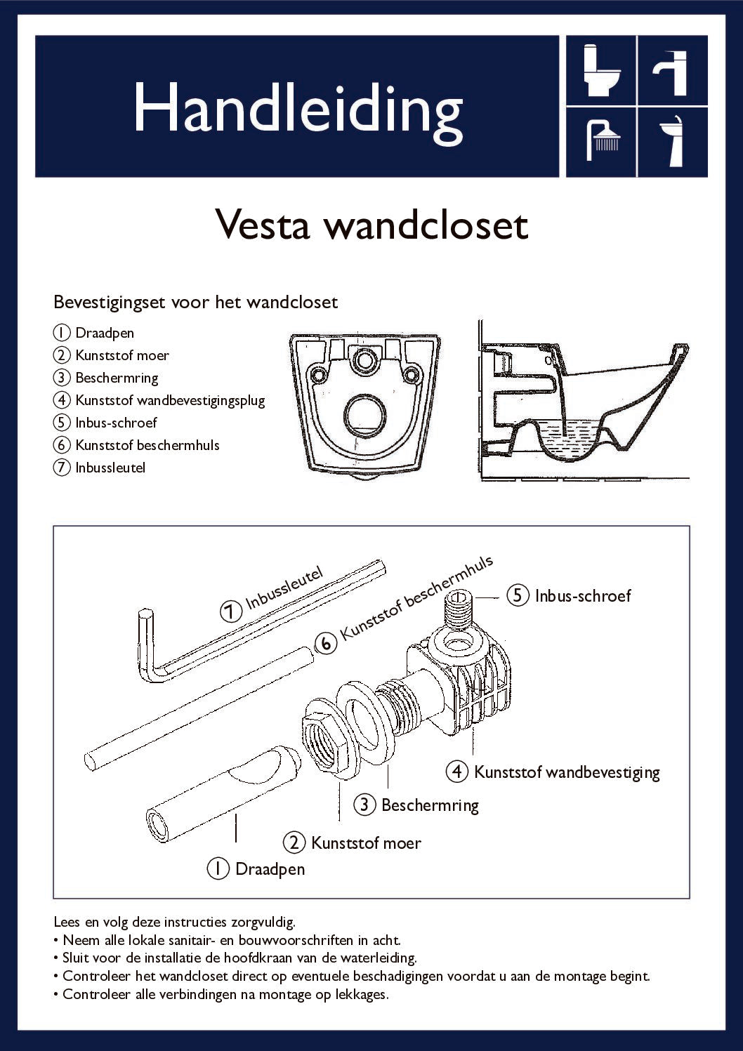 Wiesbaden Vesta rimless wandcloset 52cm zonder zitt. mat-wit - WDtegels