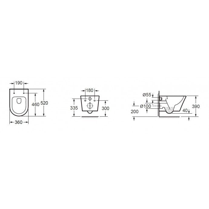 Wiesbaden Vesta rimless wandcloset mat-wit + Shade zitting mat-zwart