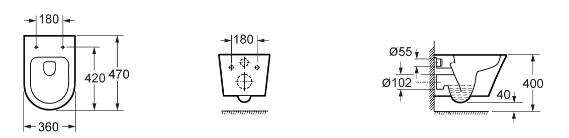 Wiesbaden Vesta-Junior rimless wandcloset+ Shade zitting wit