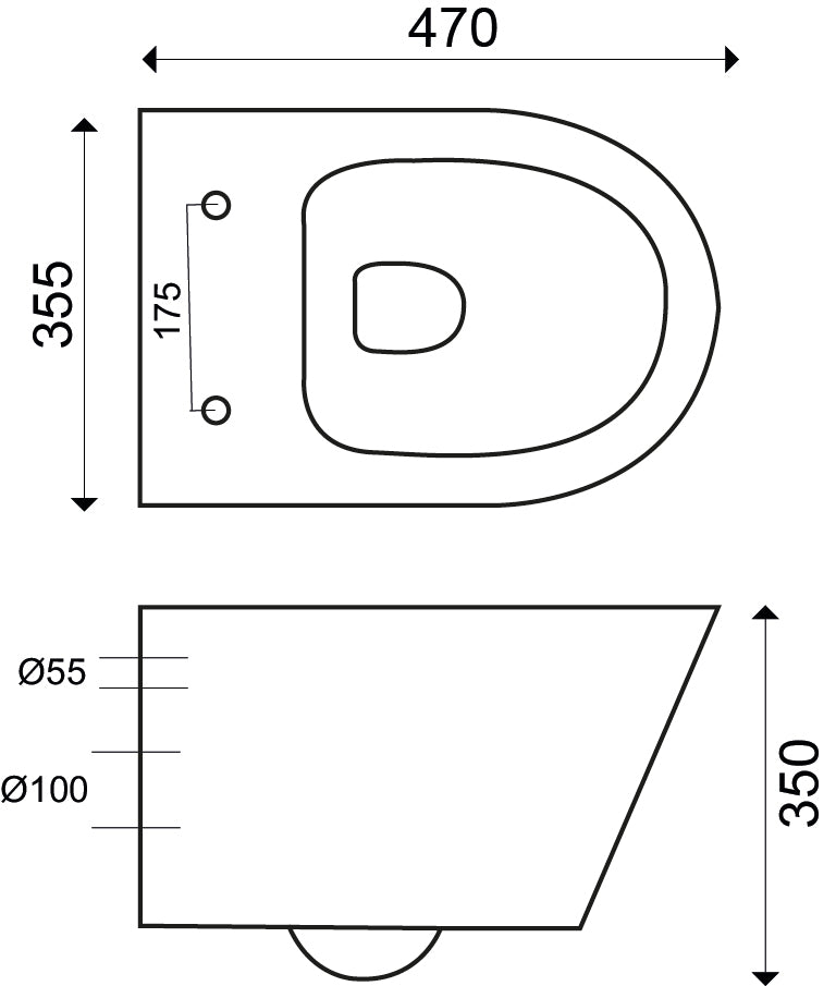 Wiesbaden Vesta-Junior rimless wandcloset 47cm