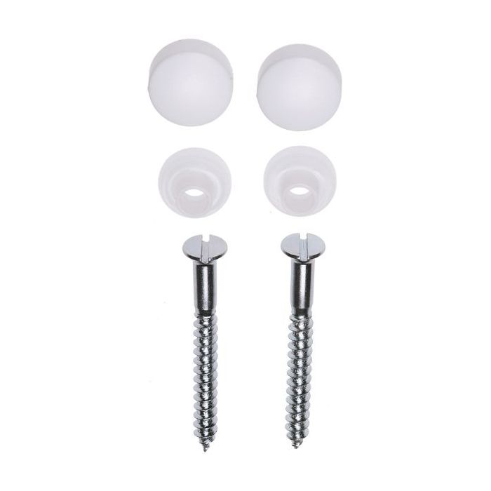 Potschroevenset zonder plug 2 stuks 6x60mm Verzinkt Afdekdop wit