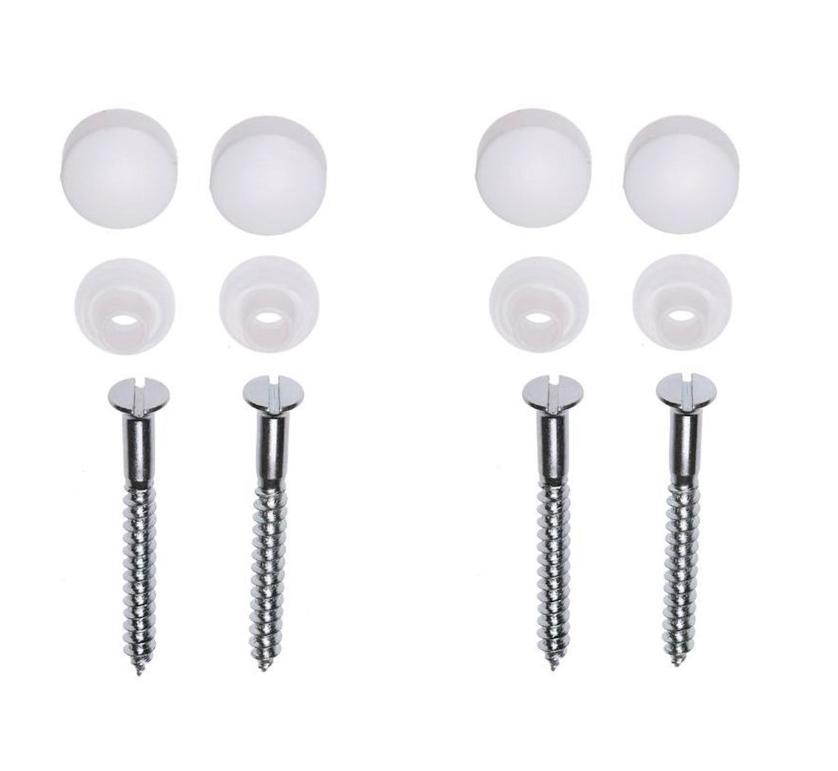 Potschroevenset zonder plug 4 stuks 6x60mm Verzinkt Afdekdop wit
