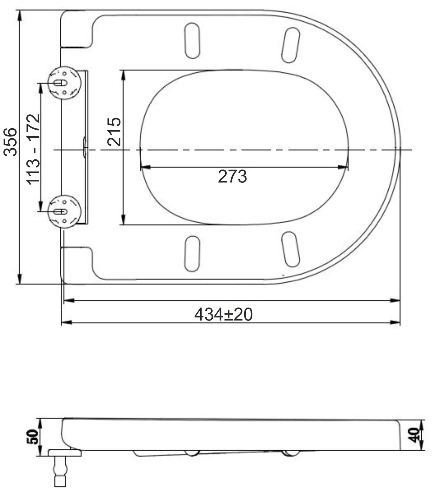Wiesbaden DeeLine toilet seat and lid one-touch white