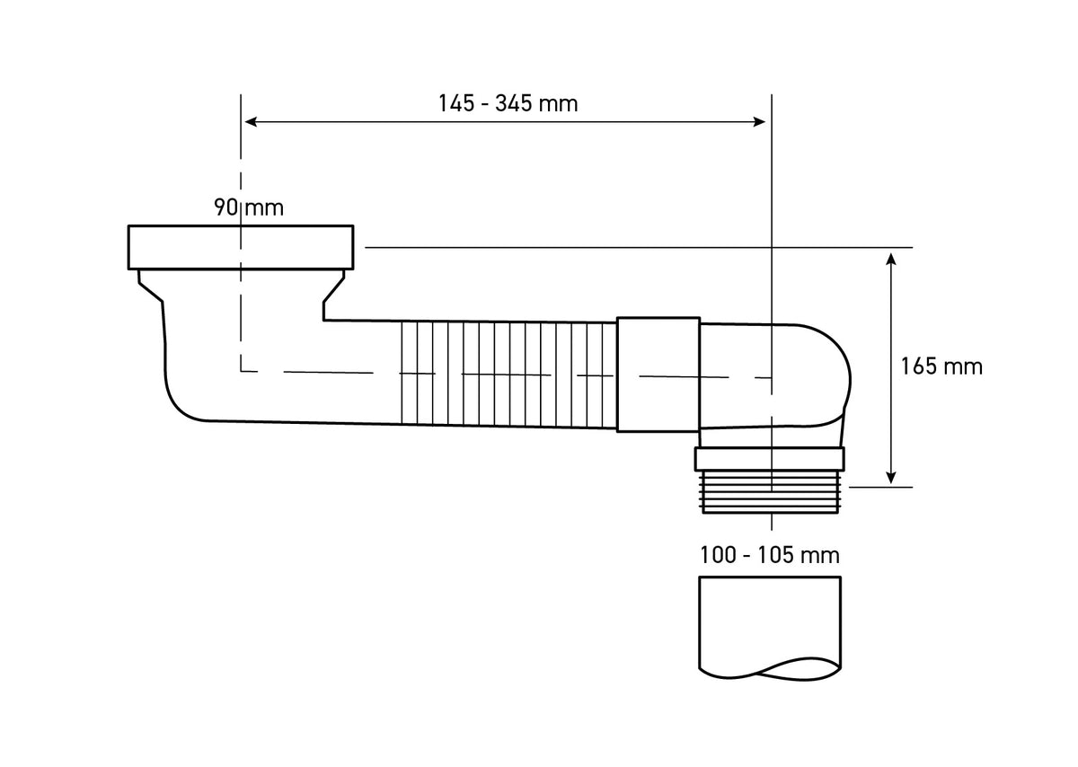Maattekening Sprongbocht verstelbaar 15-35cm 90-110mm