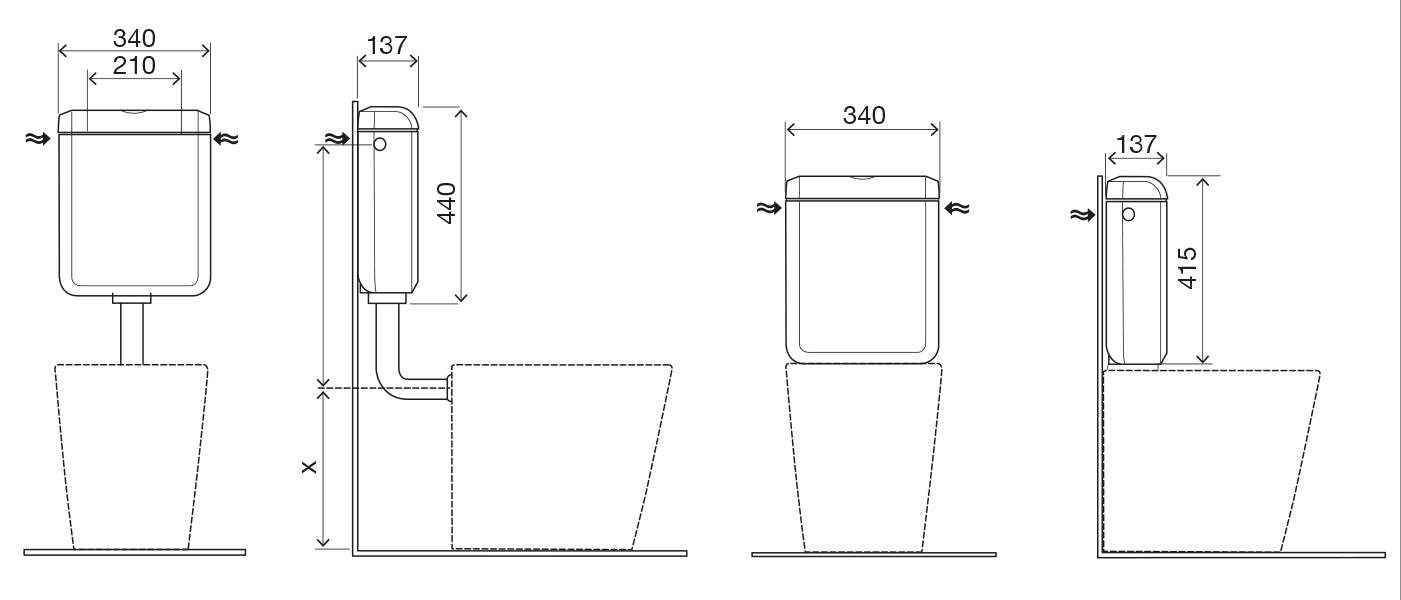 Cisterna de inodoro universal Uniflush solución 2 en 1 plástico blanco